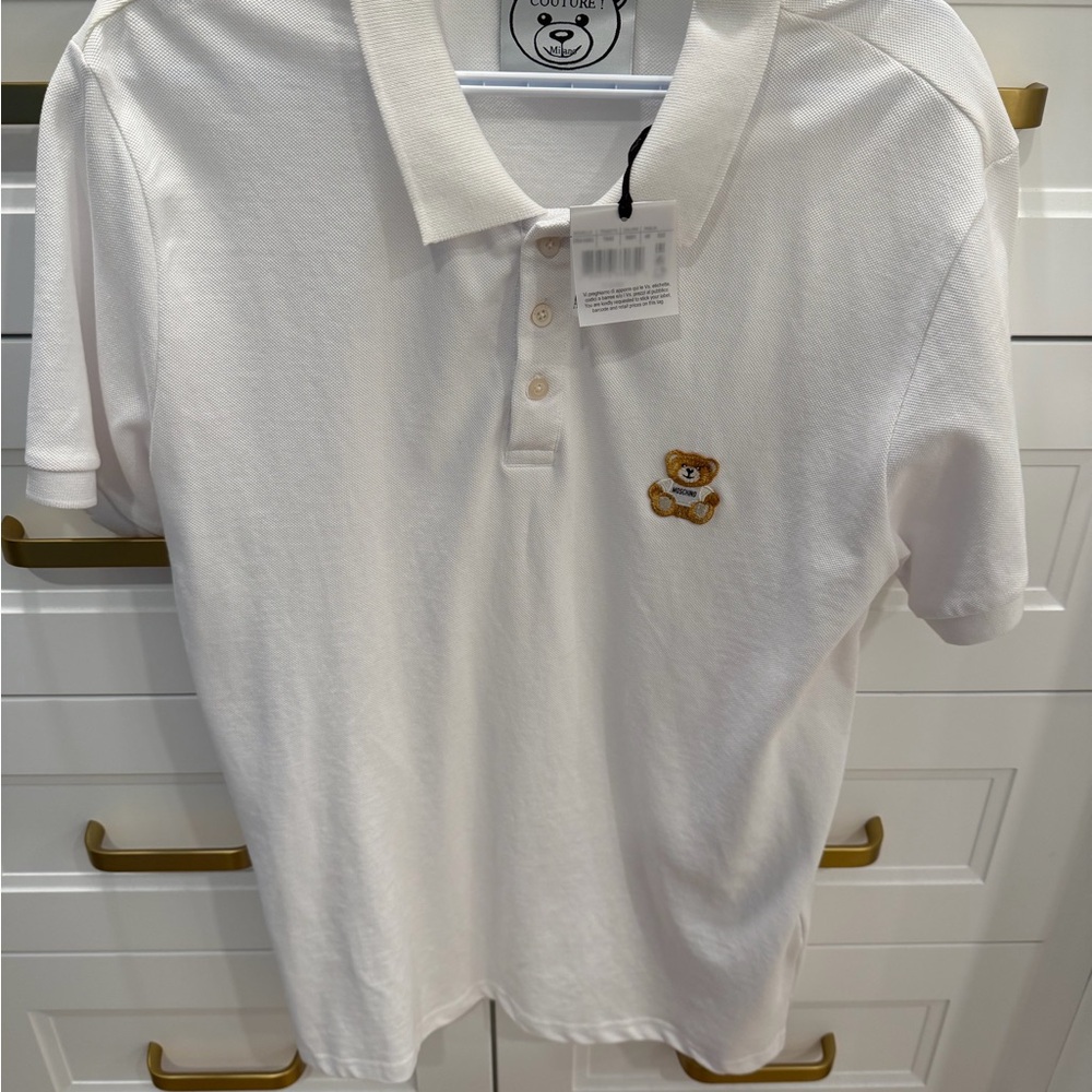 NWT Moschino White Polo with Teddy Patch